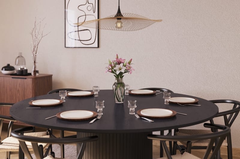 Kopparbo Matgrupp 180 cm med 6 Dastoori Matstolar - Svart - Möbler - Bord & matgrupper - Matgrupper