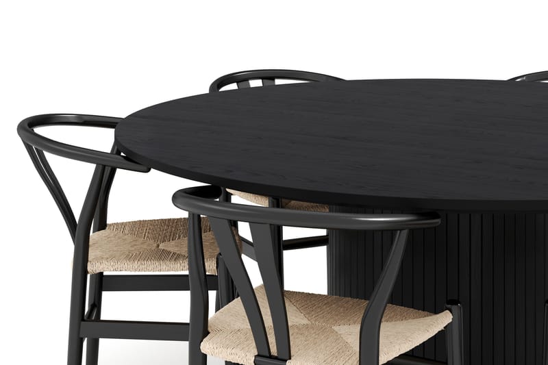 Kopparbo Matgrupp 180 cm med 6 Dastoori Matstolar - Svart - Möbler - Bord & matgrupper - Matgrupper