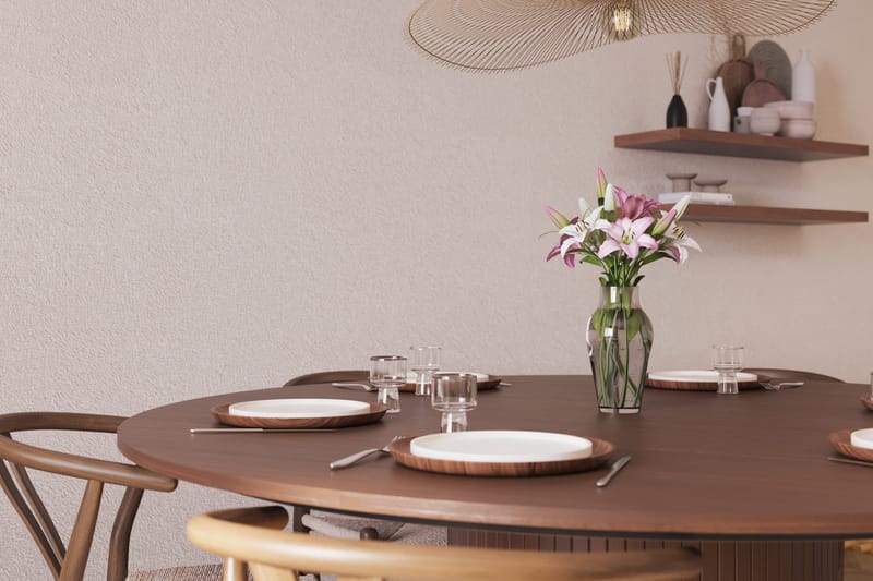 Kopparbo Matgrupp 180 cm med 6 Dastoori Matstolar - Valtnöt - Möbler - Bord & matgrupper - Matgrupper