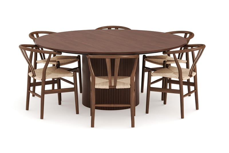 Kopparbo Matgrupp 180 cm med 6 Dastoori Matstolar - Valtnöt - Möbler - Bord & matgrupper - Matgrupper