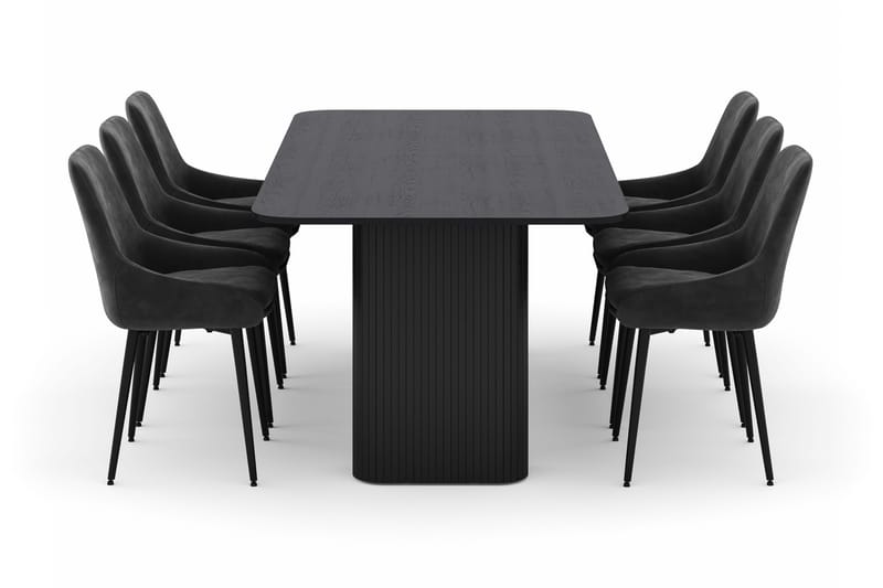 Kopparbo Matgrupp 200-206cm med 6 Alsarp Matstolar - Svart - Möbler - Bord & matgrupper - Matgrupper