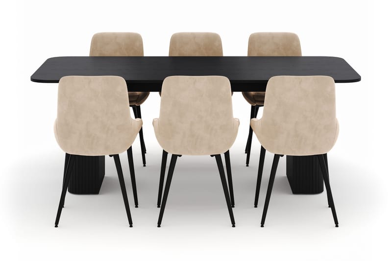 Kopparbo Matgrupp 200-206cm med 6 Alsarp Matstolar - Svart - Möbler - Bord & matgrupper - Matgrupper