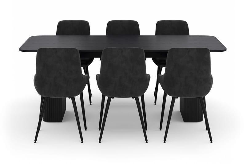 Kopparbo Matgrupp 200-206cm med 6 Alsarp Matstolar - Svart - Möbler - Bord & matgrupper - Matgrupper