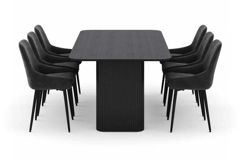 Kopparbo Matgrupp 200-206cm med 6 Alsarp Matstolar - Svart - Möbler - Bord & matgrupper - Matgrupper