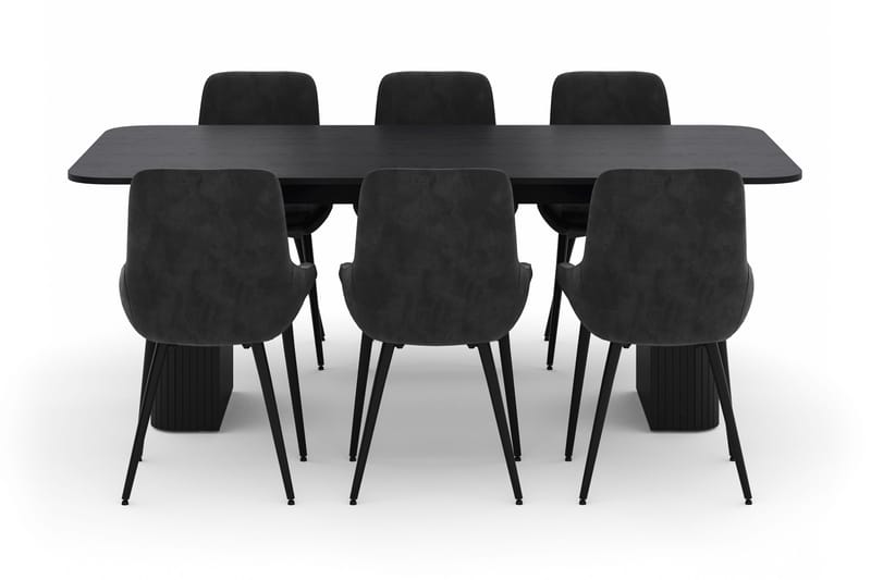 Kopparbo Matgrupp 200-206cm med 6 Alsarp Matstolar - Svart - Möbler - Bord & matgrupper - Matgrupper