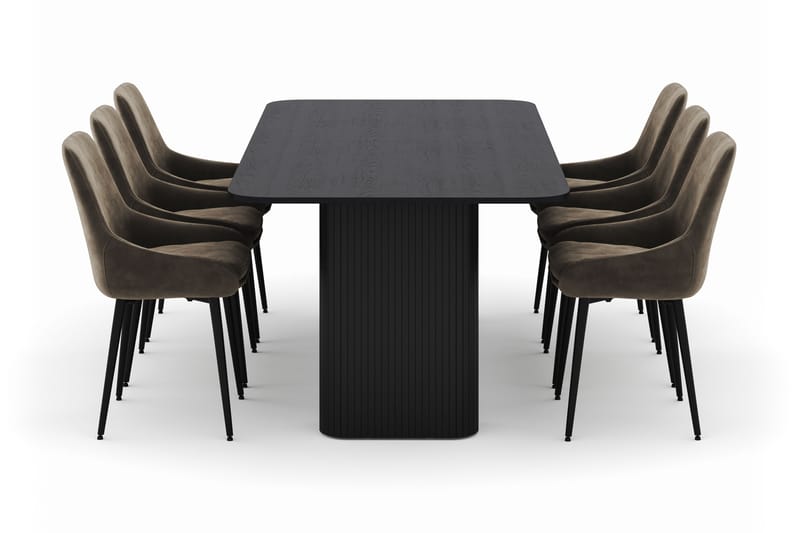 Kopparbo Matgrupp 200-206cm med 6 Alsarp Matstolar - Svart - Möbler - Bord & matgrupper - Matgrupper