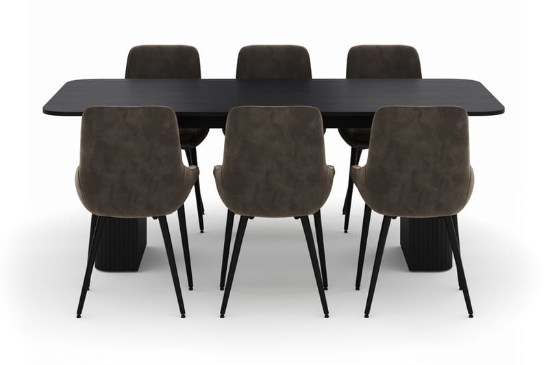 Kopparbo Matgrupp 200-206cm med 6 Alsarp Matstolar - Svart - Möbler - Bord & matgrupper - Matgrupper