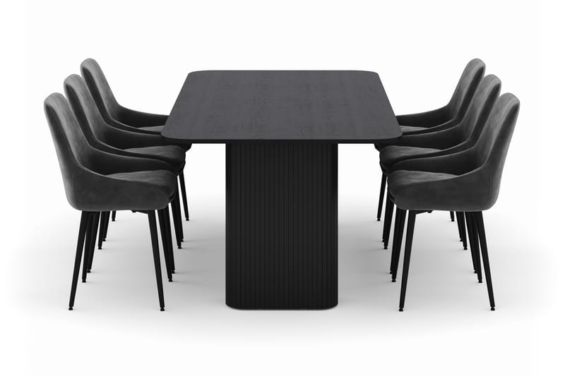 Kopparbo Matgrupp 200-206cm med 6 Alsarp Matstolar - Svart - Möbler - Bord & matgrupper - Matgrupper