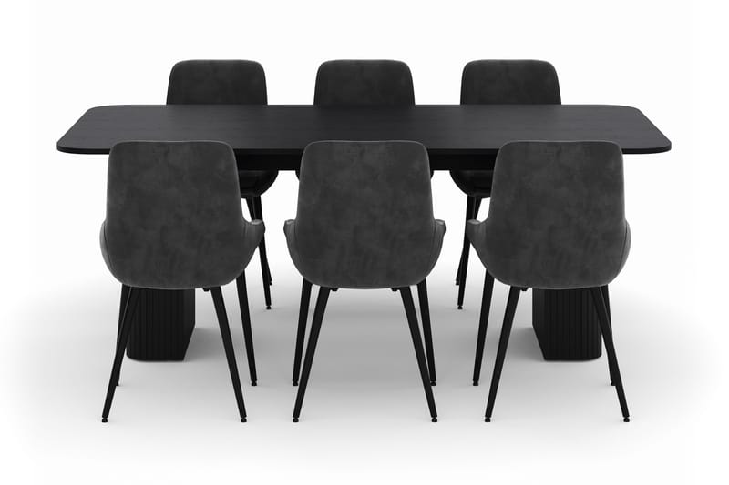 Kopparbo Matgrupp 200-206cm med 6 Alsarp Matstolar - Svart - Möbler - Bord & matgrupper - Matgrupper