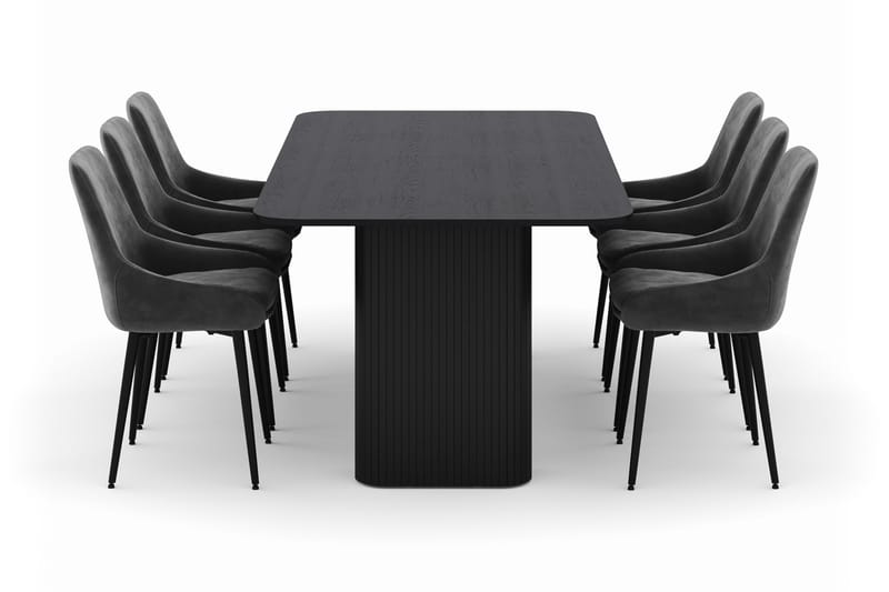 Kopparbo Matgrupp 200-206cm med 6 Alsarp Matstolar - Svart - Möbler - Bord & matgrupper - Matgrupper