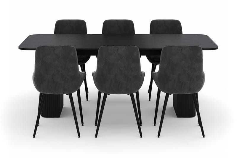 Kopparbo Matgrupp 200-206cm med 6 Alsarp Matstolar - Svart - Möbler - Bord & matgrupper - Matgrupper