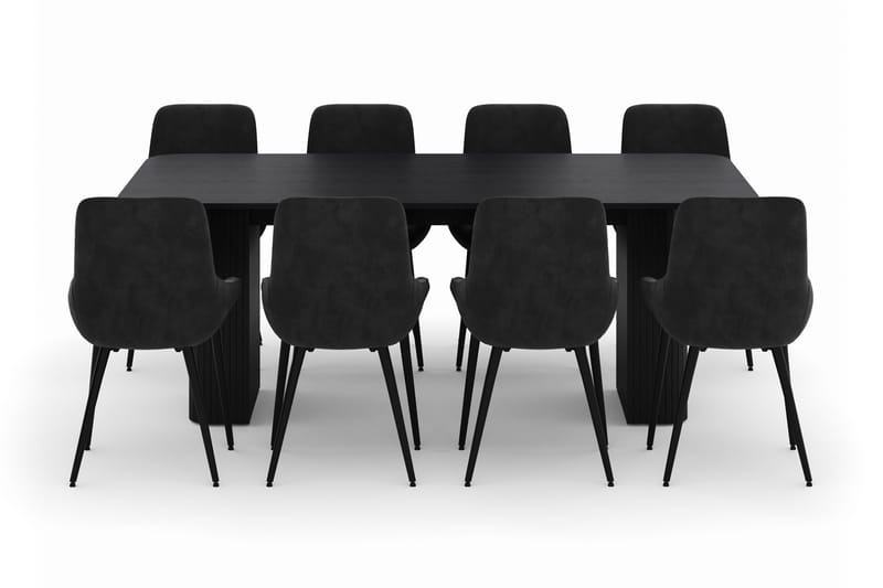 Kopparbo Matgrupp 200-206cm med 8 Alsarp Matstolar - Svart - Möbler - Bord & matgrupper - Matgrupper