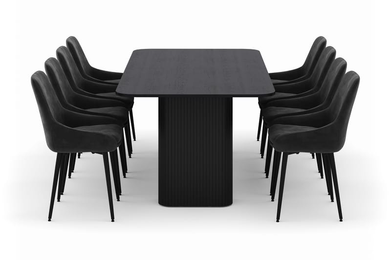 Kopparbo Matgrupp 200-206cm med 8 Alsarp Matstolar - Svart - Möbler - Bord & matgrupper - Matgrupper