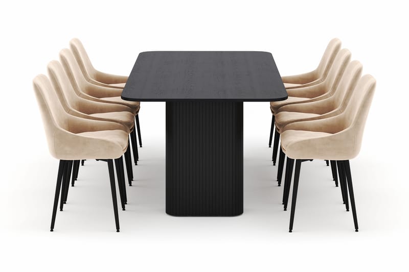 Kopparbo Matgrupp 200-206cm med 8 Alsarp Matstolar - Svart - Möbler - Bord & matgrupper - Matgrupper