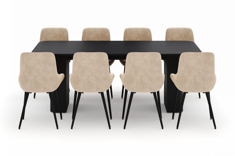 Kopparbo Matgrupp 200-206cm med 8 Alsarp Matstolar - Svart - Möbler - Bord & matgrupper - Matgrupper