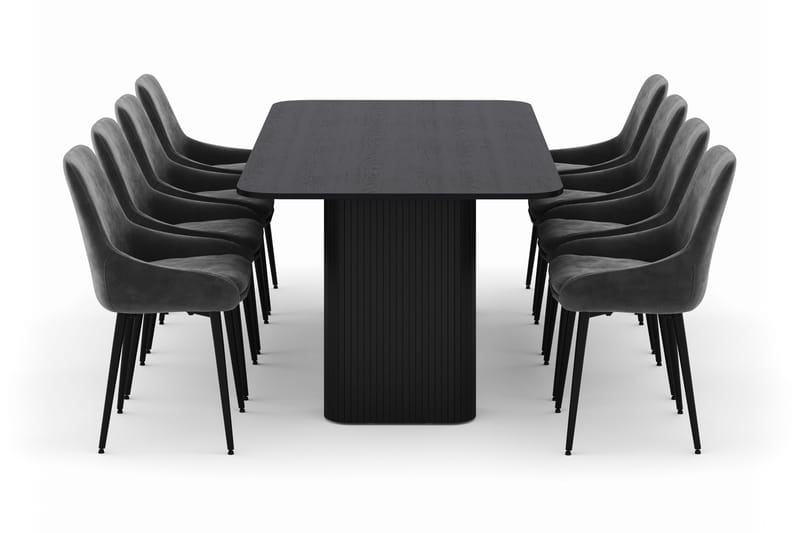 Kopparbo Matgrupp 200-206cm med 8 Alsarp Matstolar - Svart - Möbler - Bord & matgrupper - Matgrupper