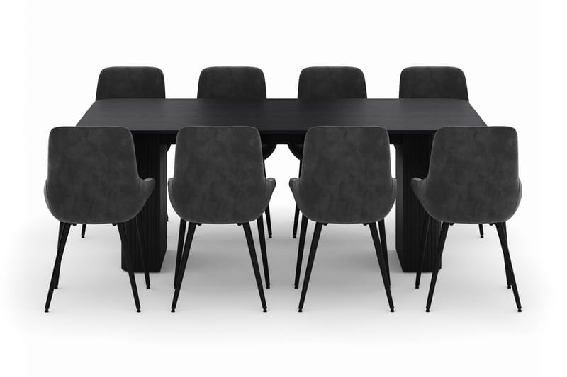 Kopparbo Matgrupp 200-206cm med 8 Alsarp Matstolar - Svart - Möbler - Bord & matgrupper - Matgrupper