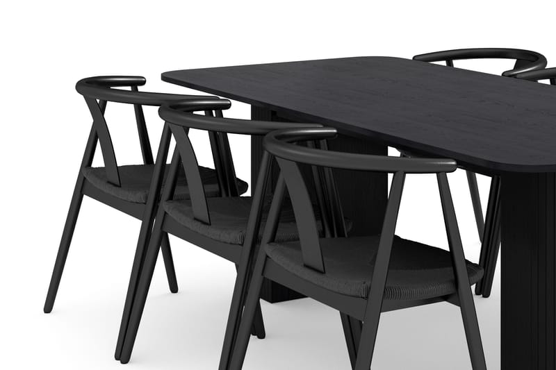 Kopparbo Matgrupp 200-260 cm Förlängningsbart med 6 Cytie Karmstolar - Svart - Möbler - Bord & matgrupper - Matgrupper