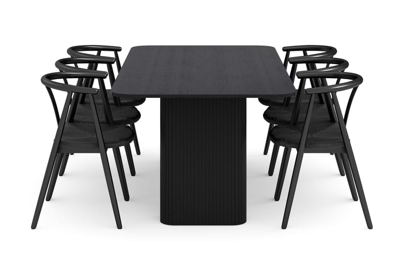 Kopparbo Matgrupp 200-260 cm Förlängningsbart med 6 Cytie Karmstolar - Svart - Möbler - Bord & matgrupper - Matgrupper