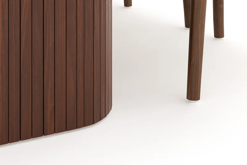 Kopparbo Matgrupp 200 cm med 6 Dastoori Matstol - Brun / Beige / Trä / Ribbad - Möbler - Bord & matgrupper - Matgrupper