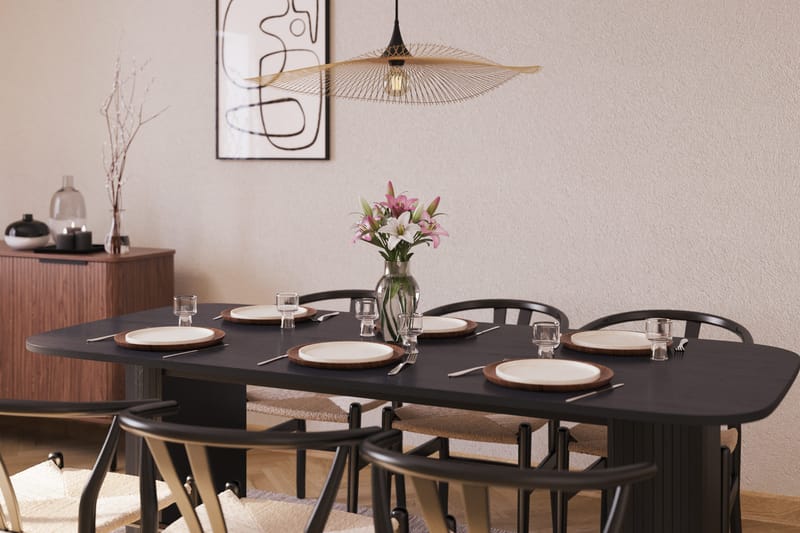 Kopparbo Matgrupp 200 cm med 6 Dastoori Matstolar - Svart - Möbler - Bord & matgrupper - Matgrupper