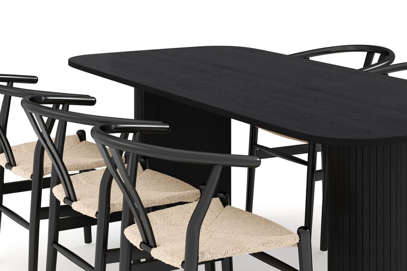 Kopparbo Matgrupp 200 cm med 6 Dastoori Matstolar - Svart - Möbler - Bord & matgrupper - Matgrupper