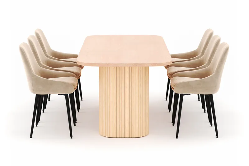 Kopparbo Matgrupp 200x90cm med 6 Alsarp Matstolar - Natural - Möbler - Bord & matgrupper - Matgrupper