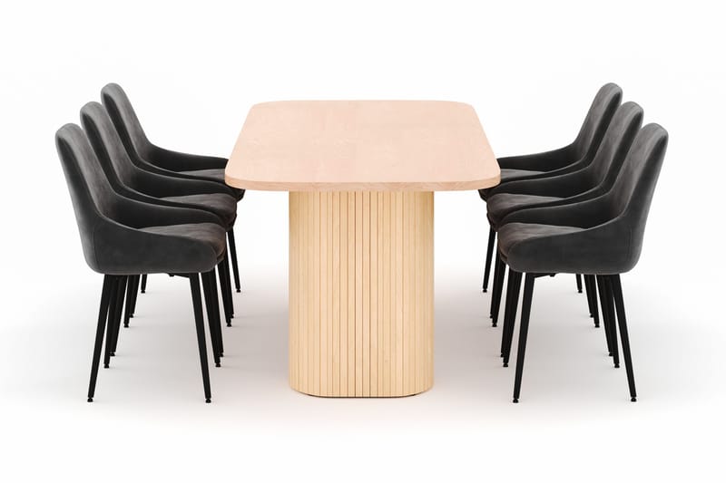 Kopparbo Matgrupp 200x90cm med 6 Alsarp Matstolar - Natural - Möbler - Bord & matgrupper - Matgrupper