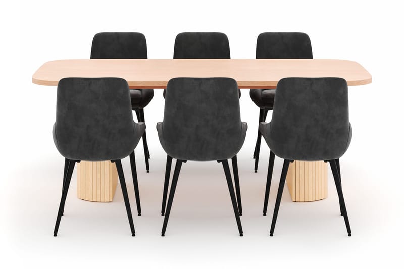 Kopparbo Matgrupp 200x90cm med 6 Alsarp Matstolar - Natural - Möbler - Bord & matgrupper - Matgrupper