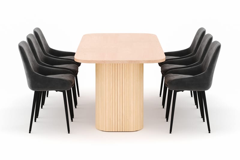 Kopparbo Matgrupp 200x90cm med 6 Alsarp Matstolar - Natural - Möbler - Bord & matgrupper - Matgrupper