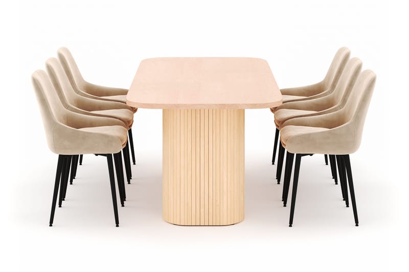 Kopparbo Matgrupp 200x90cm med 6 Alsarp Matstolar - Natural - Möbler - Bord & matgrupper - Matgrupper