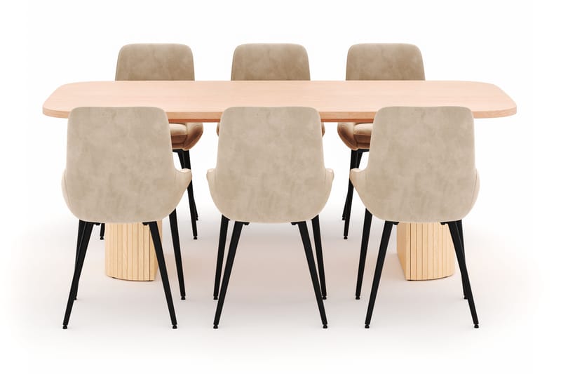 Kopparbo Matgrupp 200x90cm med 6 Alsarp Matstolar - Natural - Möbler - Bord & matgrupper - Matgrupper