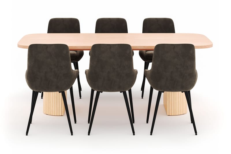 Kopparbo Matgrupp 200x90cm med 6 Alsarp Matstolar - Natural - Möbler - Bord & matgrupper - Matgrupper