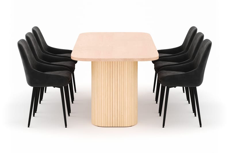 Kopparbo Matgrupp 200x90cm med 6 Alsarp Matstolar - Natural - Möbler - Bord & matgrupper - Matgrupper