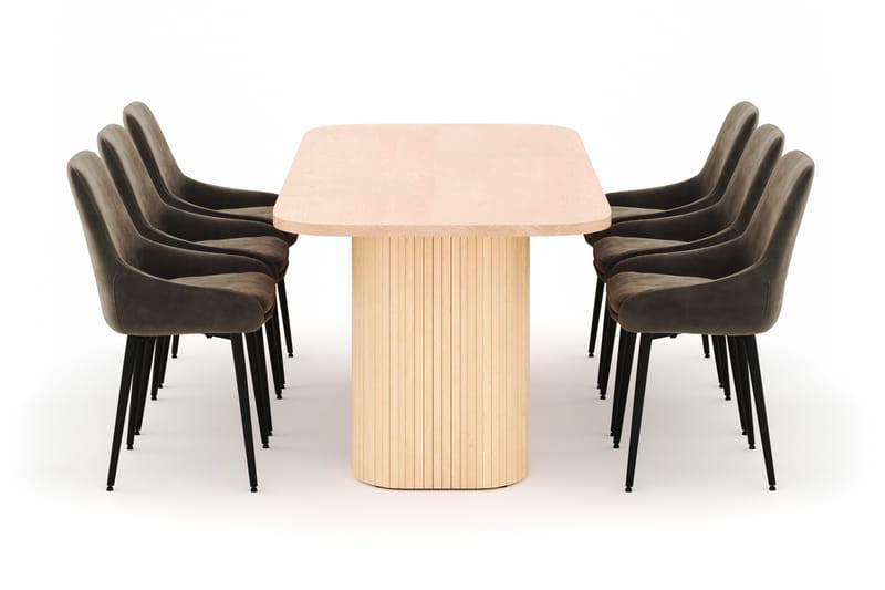 Kopparbo Matgrupp 200x90cm med 6 Alsarp Matstolar - Natural - Möbler - Bord & matgrupper - Matgrupper