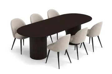 Kopparbo Matgrupp 220 cm oval med 6 Nibe Plus Mastolar - Rökt ek - Möbler - Bord & matgrupper - Matgrupper