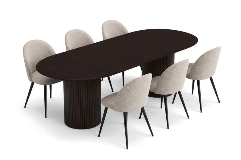 Kopparbo Matgrupp 220 cm oval med 6 Nibe Plus Mastolar - Rökt ek - Möbler - Bord & matgrupper - Matgrupper