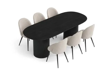 Kopparbo Matgrupp 220 cm oval med 6 Nibe Plus Mastolar - Svartlaserad ek - Möbler - Bord & matgrupper - Matgrupper