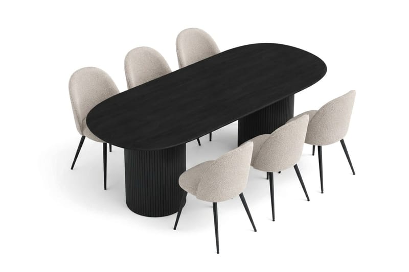 Kopparbo Matgrupp 220 cm oval med 6 Nibe Plus Mastolar - Svartlaserad ek - Möbler - Bord & matgrupper - Matgrupper