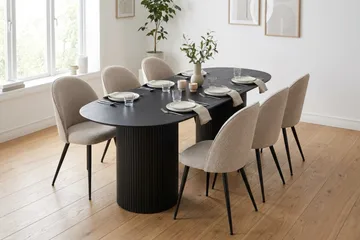 Kopparbo Matgrupp 220 cm oval med 6 Nibe Plus Mastolar - Svartlaserad ek - Möbler - Bord & matgrupper - Matgrupper