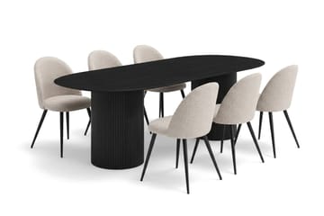 Kopparbo Matgrupp 220 cm oval med 6 Nibe Plus Mastolar - Svartlaserad ek - Möbler - Bord & matgrupper - Matgrupper