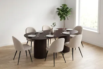 Kopparbo Matgrupp 220 cm oval med 6 Nibe Plus Mastolar - Rökt ek - Möbler - Bord & matgrupper - Matgrupper