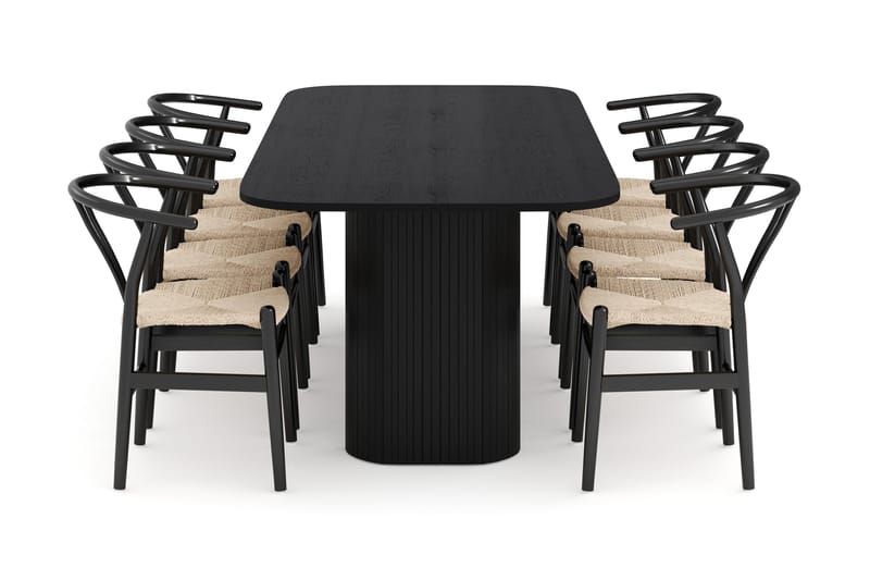 Kopparbo Matgrupp 240 cm med 8 Dastoori Matstolar - Svart - Möbler - Bord & matgrupper - Matgrupper