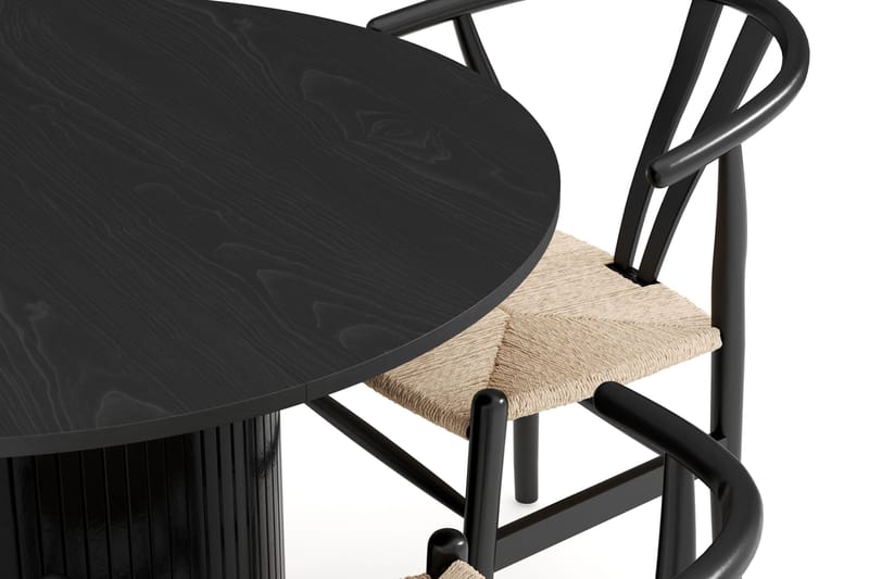 Kopparbo Matgrupp förlängningsbart 106-156 cm Rund med 4 Dastoori Matstol - 2220067-4,2229314-1 - Svart - Möbler - Bord & matgrupper - Matgrupper