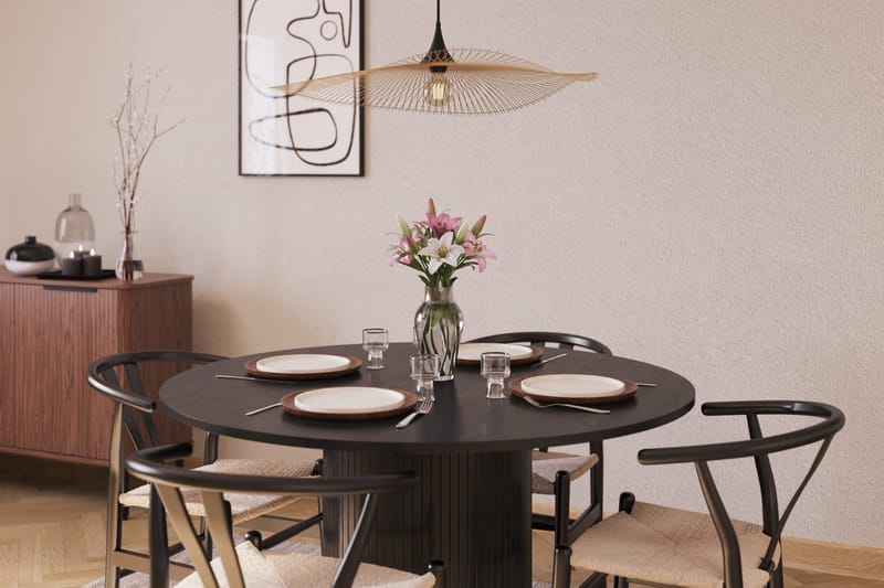 Kopparbo Matgrupp förlängningsbart 130-180 cm Rund med 4 Dastoori Matstol - 2220067-4,2229282-1 - Svart - Möbler - Bord & matgrupper - Matgrupper