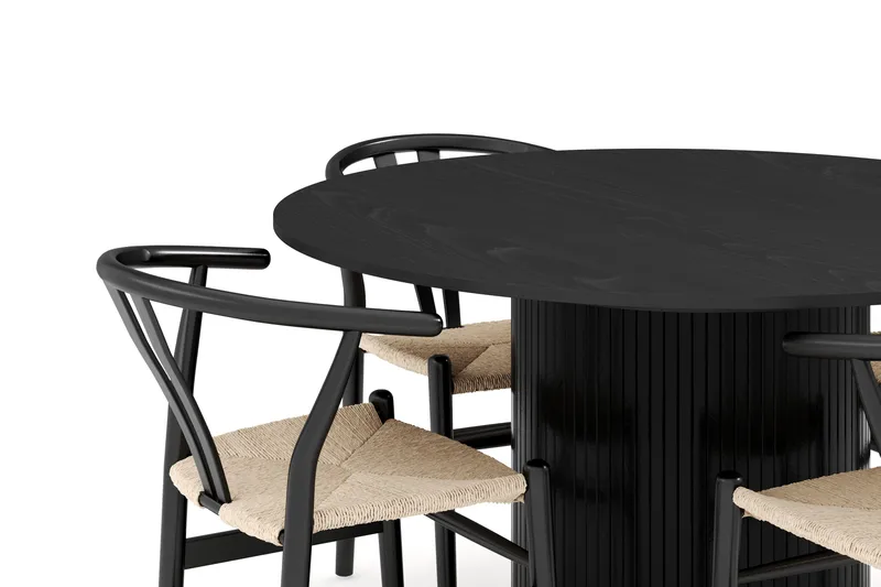Kopparbo Matgrupp förlängningsbart 130-180 cm Rund med 4 Dastoori Matstol - 2220067-4,2229282-1 - Svart - Möbler - Bord & matgrupper - Matgrupper
