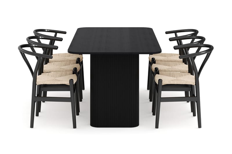 Kopparbo Matgrupp förlängningsbart 180-240 cm med 6 Dastoori Matstol - 2220067-6,2229285-1 - Svart - Möbler - Bord & matgrupper - Matgrupper
