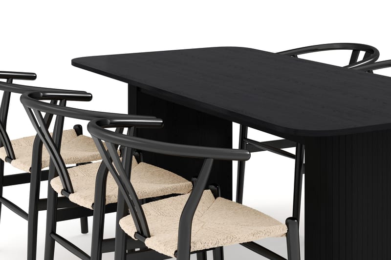 Kopparbo Matgrupp förlängningsbart 180-240 cm med 6 Dastoori Matstol - 2220067-6,2229285-1 - Svart - Möbler - Bord & matgrupper - Matgrupper