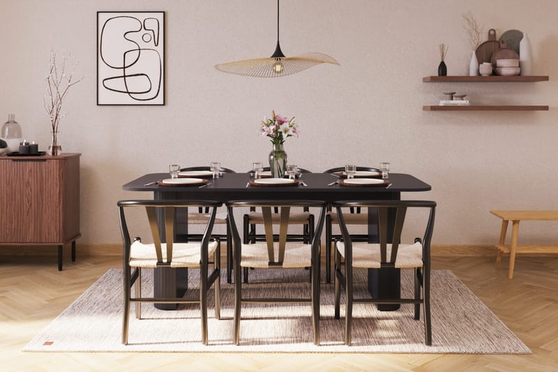 Kopparbo Matgrupp förlängningsbart 180-240 cm med 6 Dastoori Matstol - 2220067-6,2229285-1 - Svart - Möbler - Bord & matgrupper - Matgrupper