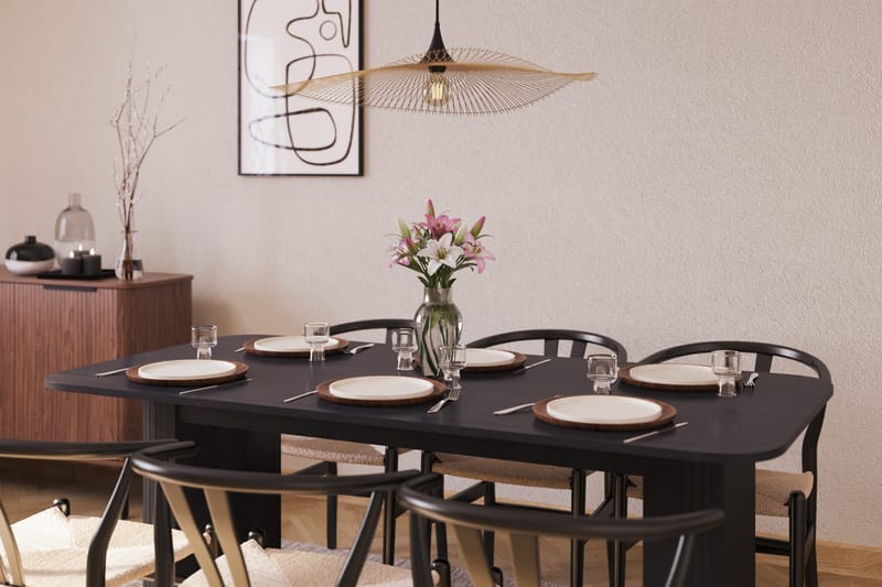 Kopparbo Matgrupp förlängningsbart 180-240 cm med 6 Dastoori Matstol - 2220067-6,2229285-1 - Svart - Möbler - Bord & matgrupper - Matgrupper